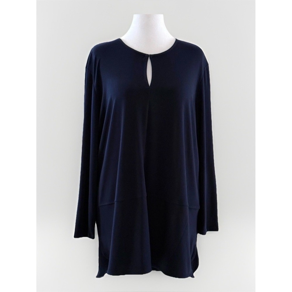 Lauren Ralph Lauren Navy Blue‎ Keyhole Tunic Top Long Sleeve XXL